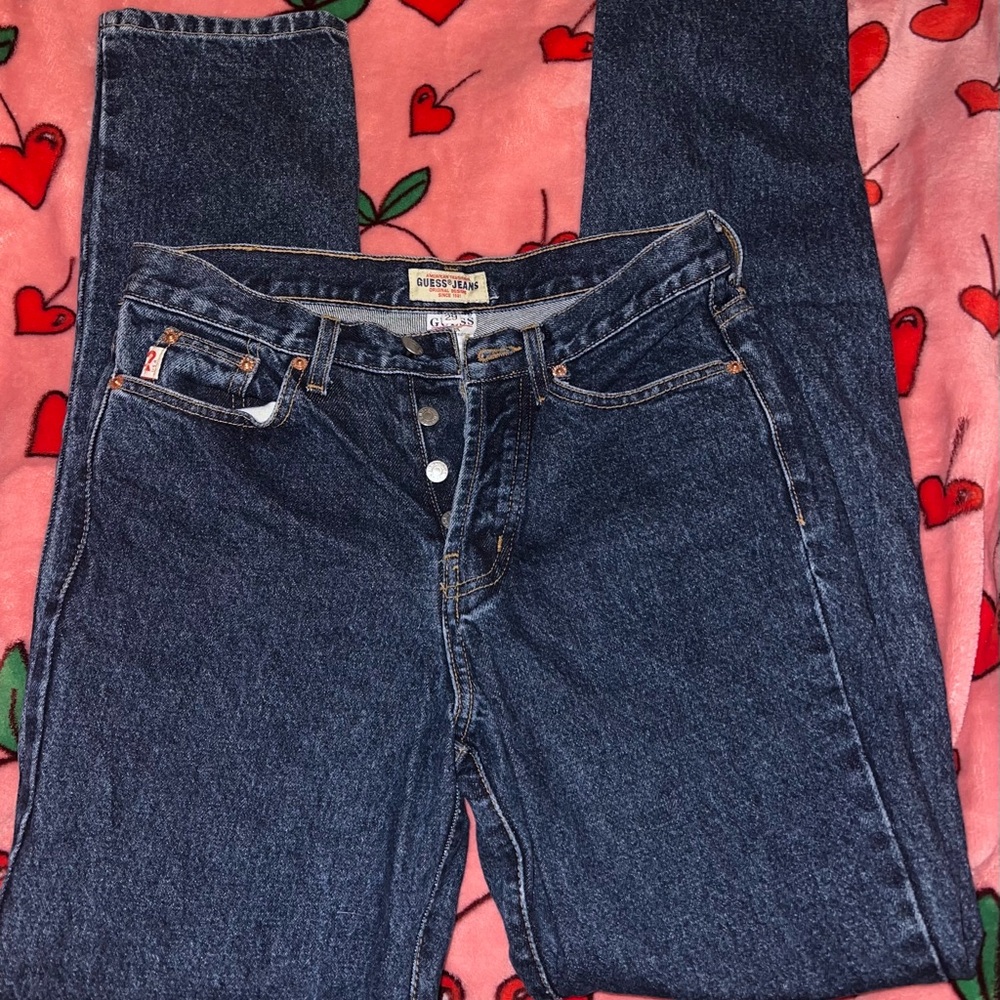Guess Jeans Blue Denim Dark Wash Flare Leg Pants Y2K 2000’s retro fit Sz 29